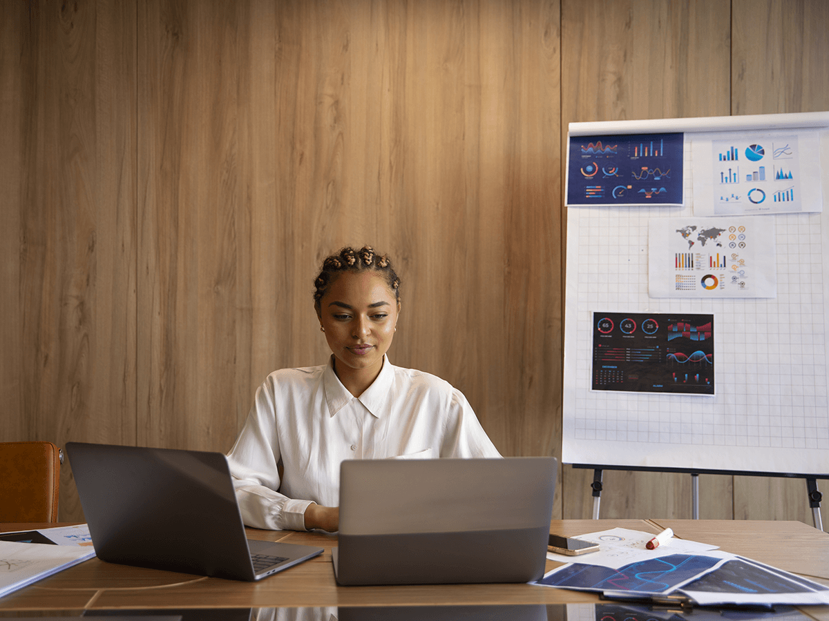 Woman future-proofing her career for choosing a data program