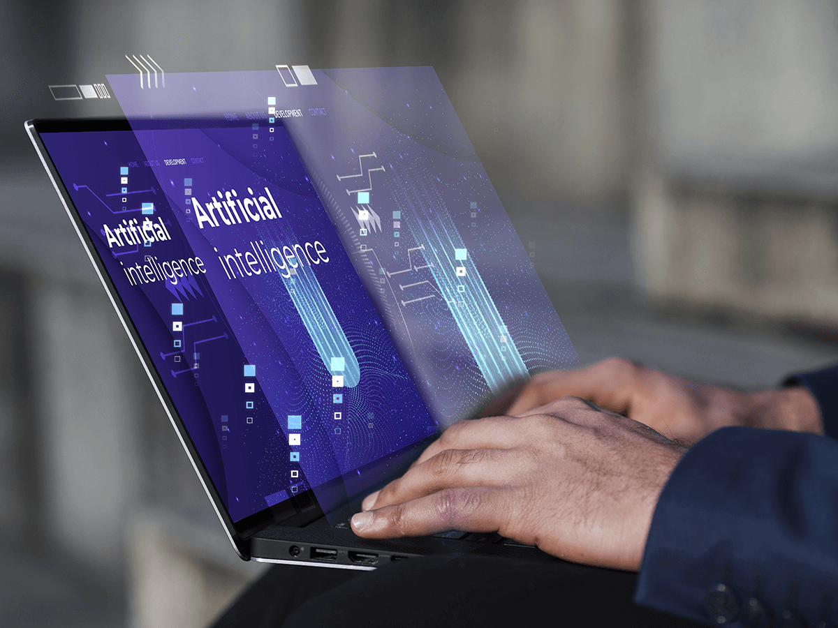 Tech professional using AI in big data collection.